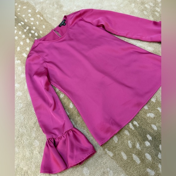 J.Crew winter garden top magenta pink silk ruffle sleeve blouse women’s XXS - Picture 4 of 13